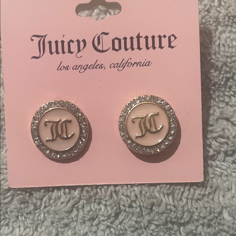 Juicy Couture Pink and Gold Crystal Earrings